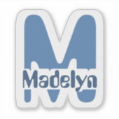 Venster Waterdicht blauw meisje Naam monogram lapt Sticker (Voorkant)