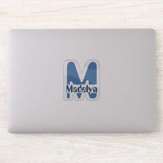 Venster Waterdicht blauw meisje Naam monogram lapt Sticker (Computer)