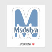 Venster Waterdicht blauw meisje Naam monogram lapt Sticker (Vel)