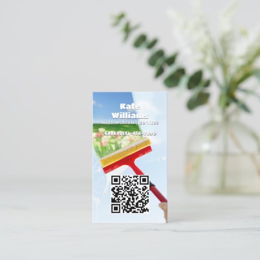 Vensterreiniging Aangepaste QR Visitekaartje (Staand voorkant)