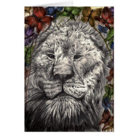 Vent Sous Mes Ailes Lion Papillon Animal Art (Devant)