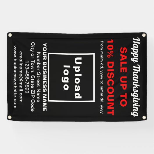 Vente d'action de grâces sur bannière noire (Horizontal)