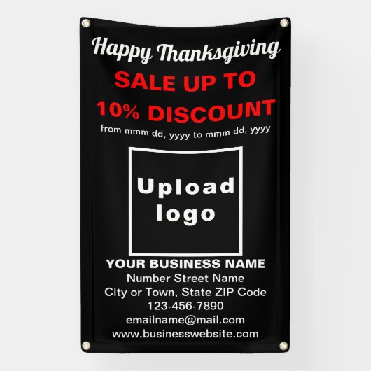 Vente d'action de grâces sur bannière noire (Verticale)