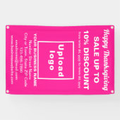 Vente d'action de grâces sur une bannière rose (Horizontal)