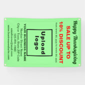 Vente d'action de grâces sur une bannière verte (Horizontal)