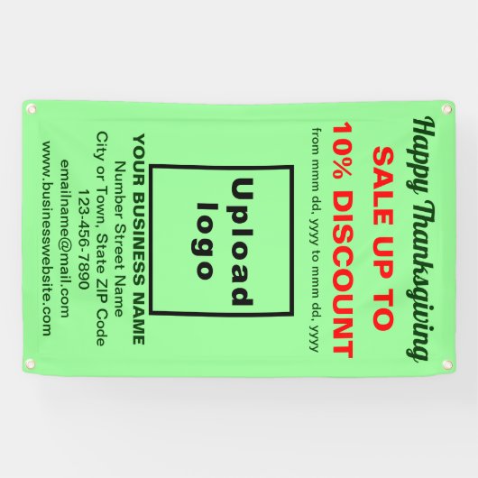 Vente d'action de grâces sur une bannière verte (Horizontal)