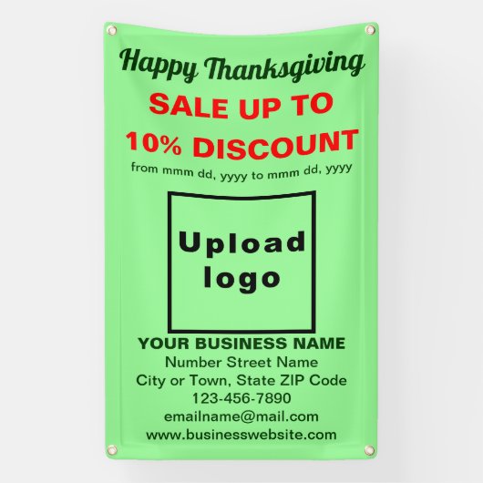 Vente d'action de grâces sur une bannière verte (Verticale)