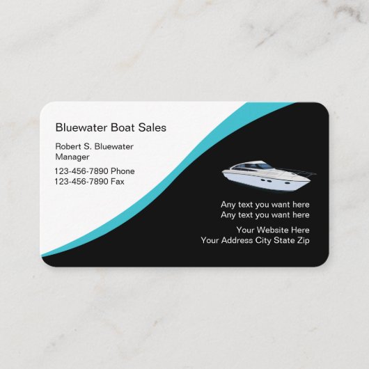 Vente de bateaux Carte de visite moderne (Devant)