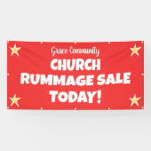 Vente de charité de l'église ! Bannière rouge pers (Horizontal)