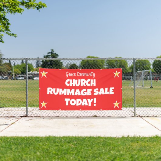 Vente de charité de l'église ! Bannière rouge pers (Insitu)