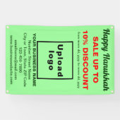 Vente de Hanukkah d'affaires sur une bannière vert (Horizontal)