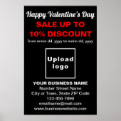 Vente de la Saint-Valentin sur une affiche noire (Devant)