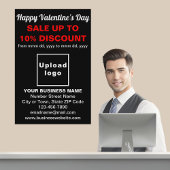 Vente de la Saint-Valentin sur une affiche noire