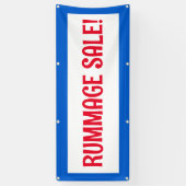 Vente de rummage ! Bannière rouge blanc et bleu (Vertical)