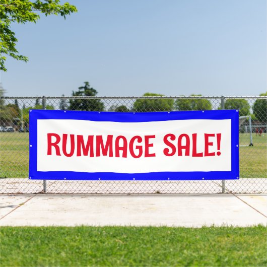 Vente de rummage ! Bannière rouge blanc et bleu (Insitu)