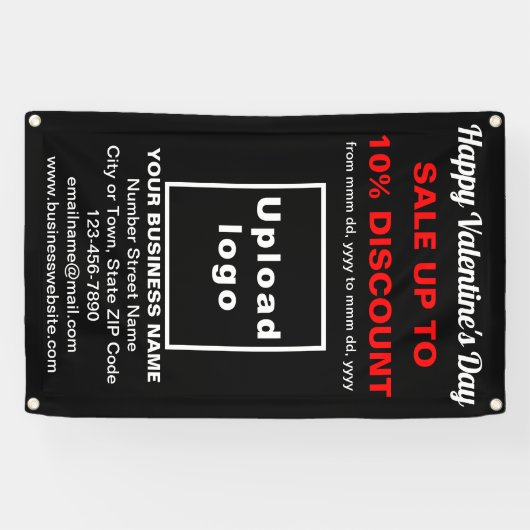 Vente de Saint Valentin sur bannière noire (Horizontal)