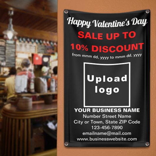 Vente de Saint Valentin sur bannière noire