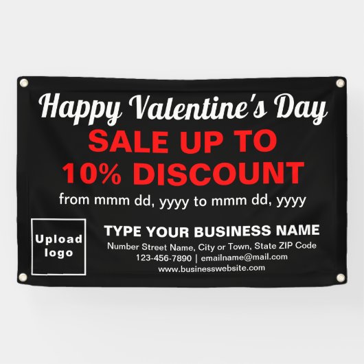 Vente de Saint-Valentin sur bannière rectangle noi (Horizontal)