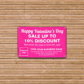 Vente de Saint-Valentin sur bannière rectangle ros