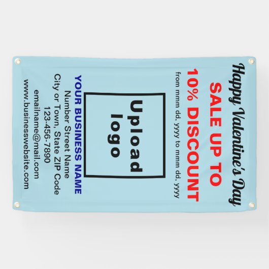 Vente de Saint-Valentin sur une bannière bleu clai (Horizontal)