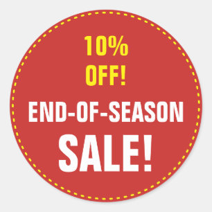 "VENTE D'END-OF-SEASON !" "10% !" Autocollant rond