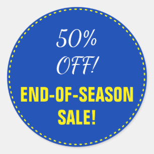 "VENTE D'END-OF-SEASON !" "50% !" Autocollant rond