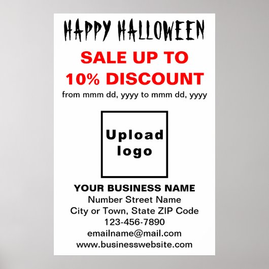 Vente d'Halloween d'affaires sur affiche blanche (Devant)