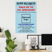Vente d'Halloween d'affaires sur affiche bleu clai (Bureau à domicile)