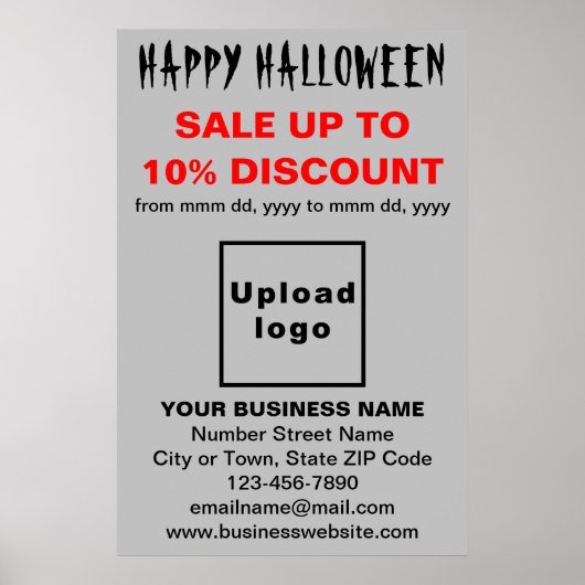 Vente d'Halloween d'affaires sur affiche grise (Devant)