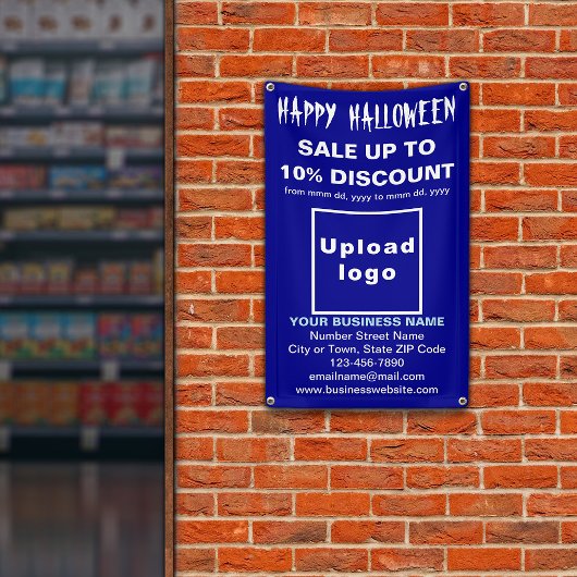 Vente d'Halloween d'affaires sur bannière bleue