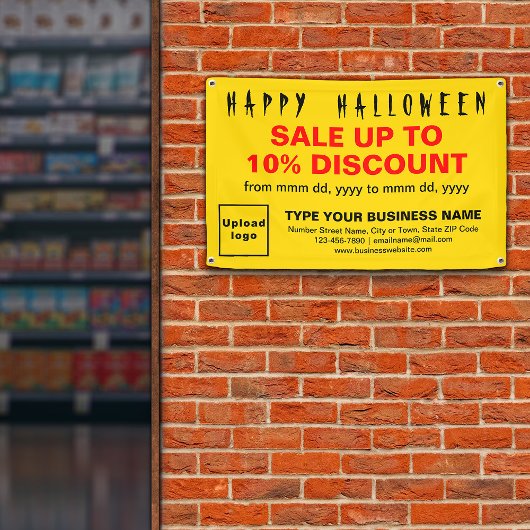 Vente d'Halloween d'affaires sur bannière rectangl