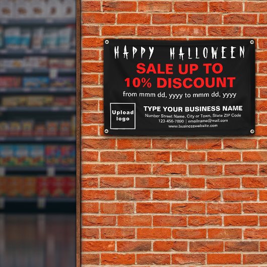 Vente d'Halloween d'affaires sur bannière rectangl