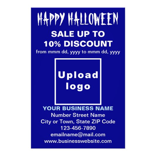 Vente d'Halloween d'affaires sur papier photo bleu (Devant)