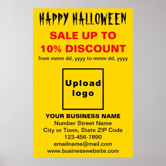 Vente d'Halloween d'affaires sur une affiche jaune (Devant)