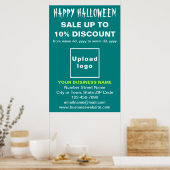 Vente d'Halloween d'affaires sur une affiche verte (Cuisine)