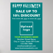 Vente d'Halloween d'affaires sur une affiche verte (Devant)
