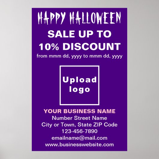 Vente d'Halloween d'affaires sur une affiche viole (Devant)