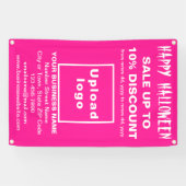 Vente d'Halloween d'affaires sur une bannière rose (Horizontal)