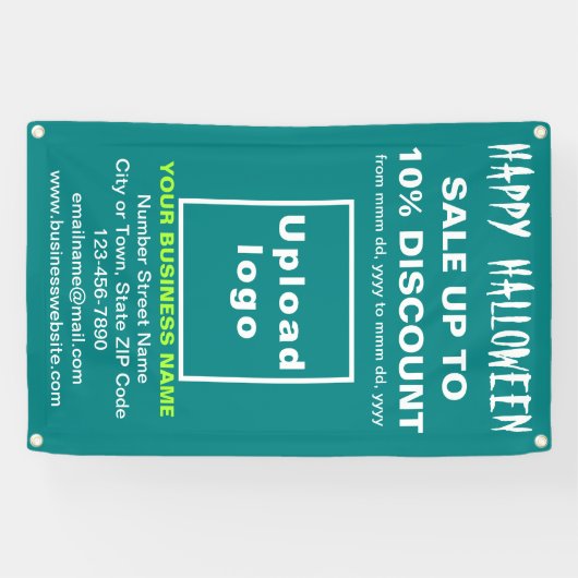 Vente d'Halloween d'affaires sur une bannière vert (Horizontal)