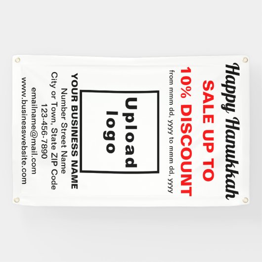 Vente Hanoukka d'entreprise sur bannière blanche (Horizontal)