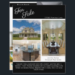 Vente Immobilier Annonce 2 feuilles papier recto<br><div class="desc">Affichez votre annonce sur cette feuille de papier à deux faces chic avec un accent noir. Envoyez ces prospectus de classe à des clients potentiels qui achètent leur maison dans votre région immobilière. Customisez avec le nom de votre société immobilière et les coordonnées au verso. Dessinez de nouveaux clients en...</div>