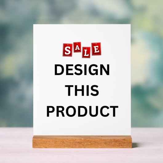 VENTE ! Symbole acrylique 8 po x 10 po - avec supp (Neutre)