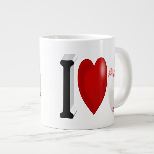 Ventilateur de baseball demi-texte Géant café Mug (Devant droit)