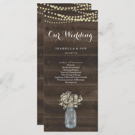 Ventilateur du Programme de Messe mariage / Cérémo (Devant / Derrière)