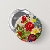  ventilator Bouquet met Butterflies Ronde Button 5,7 Cm (Voorkant /achterkant)