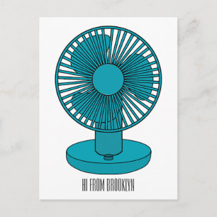 Ventilator cartoon illustratie  briefkaart