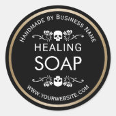  ventilator en schedel Handgemaakte koelzeep Ronde Sticker (Voorkant)