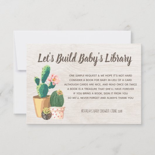 Ventilator Rustic Cactus Book for Baby Insert Kaart (Voorkant)