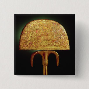 Ventilator van struisvogels, van Tutankhamun Vierkante Button 5,1 Cm