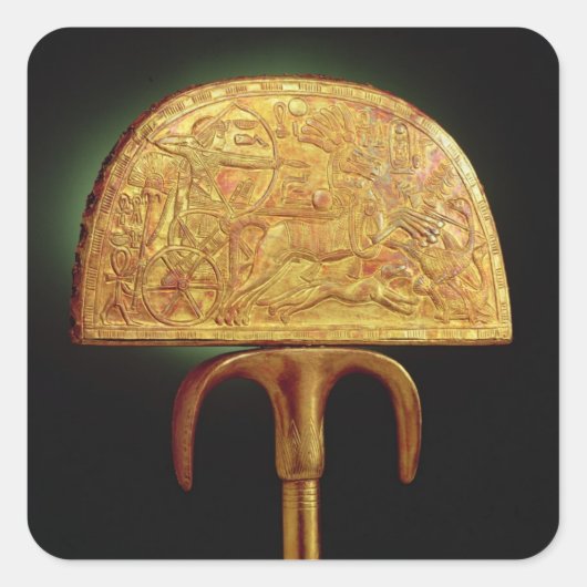Ventilator van struisvogels, van Tutankhamun Vierkante Sticker (Voorkant)